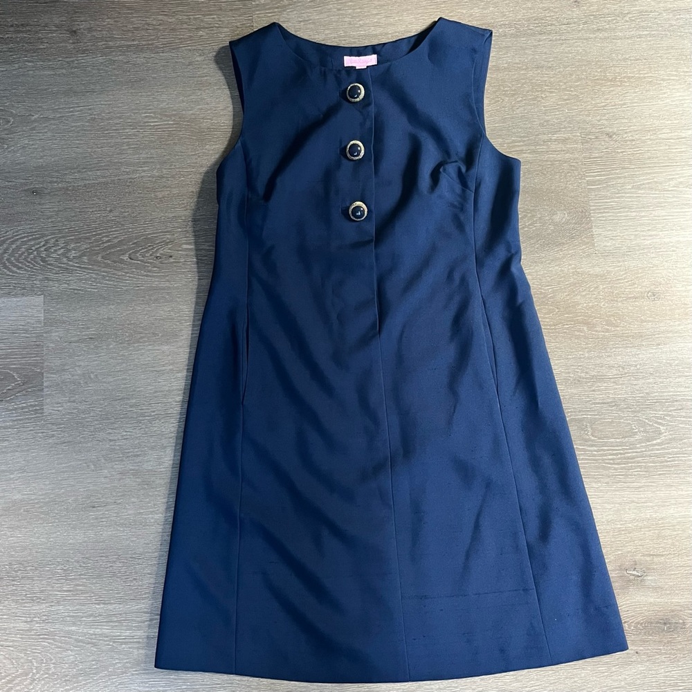 Lilly Pulitzer Dark Navy Silk Dress Sleeveless